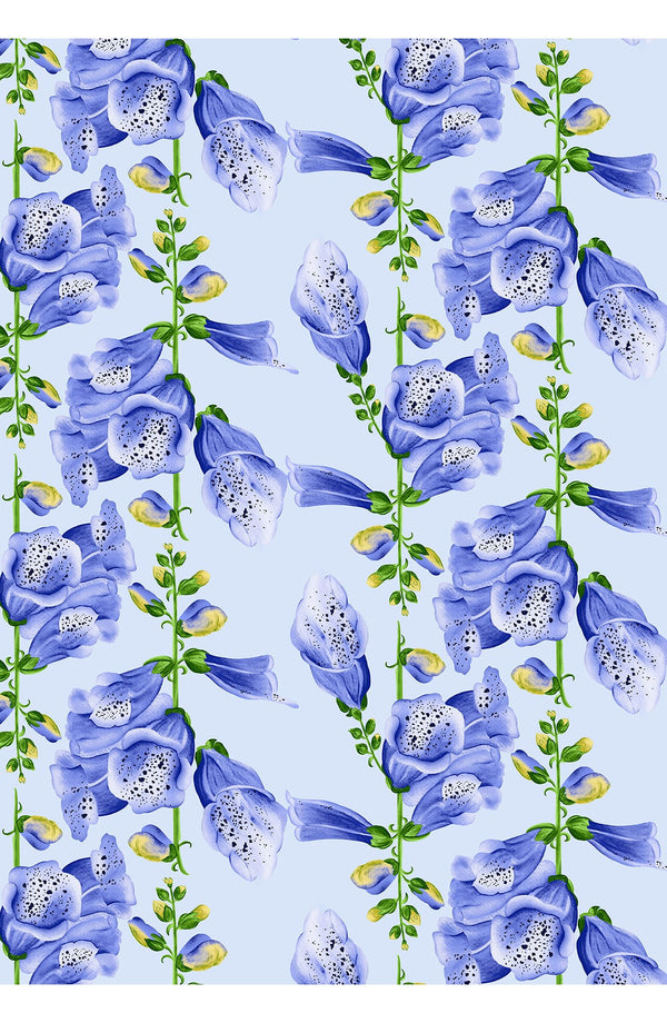 Aster Dress Shirt Collar 3/4 Sleeve Midi Length Ramie (Fox Glove Flower Pastel)