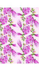 Terry Dress Shirt Collar 3/4 Sleeve Midi Plus Length Silk Taffta (Fox Glove Flower Small Pastel)