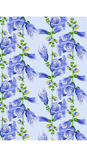 Terry Dress Shirt Collar 3/4 Sleeve Midi Plus Length Silk Taffta (Fox Glove Flower Small Pastel)