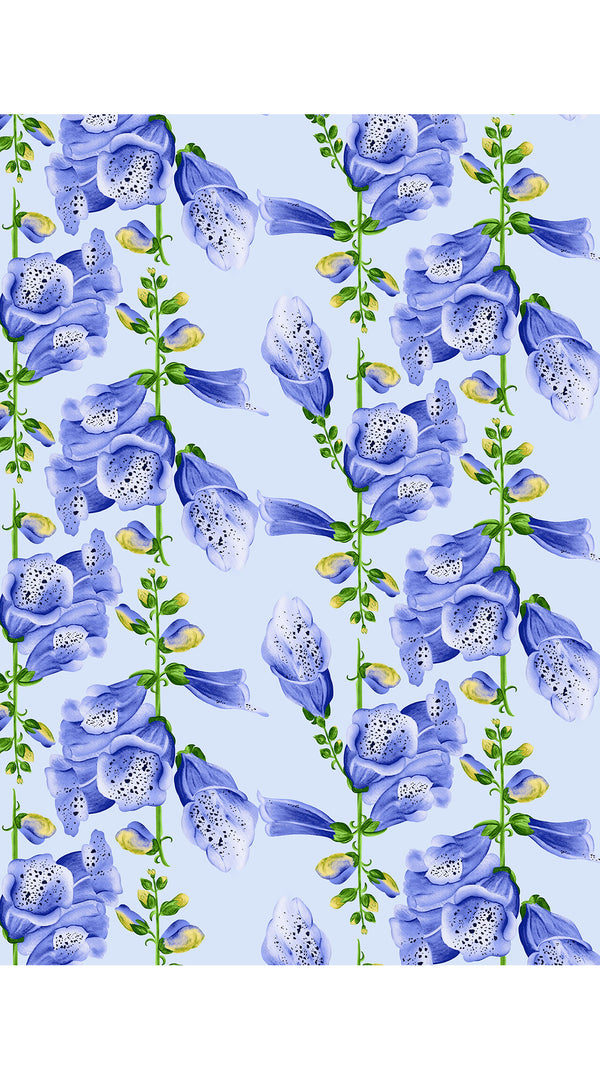 Terry Dress Shirt Collar 3/4 Sleeve Midi Plus Length Silk Taffta (Fox Glove Flower Small Pastel)