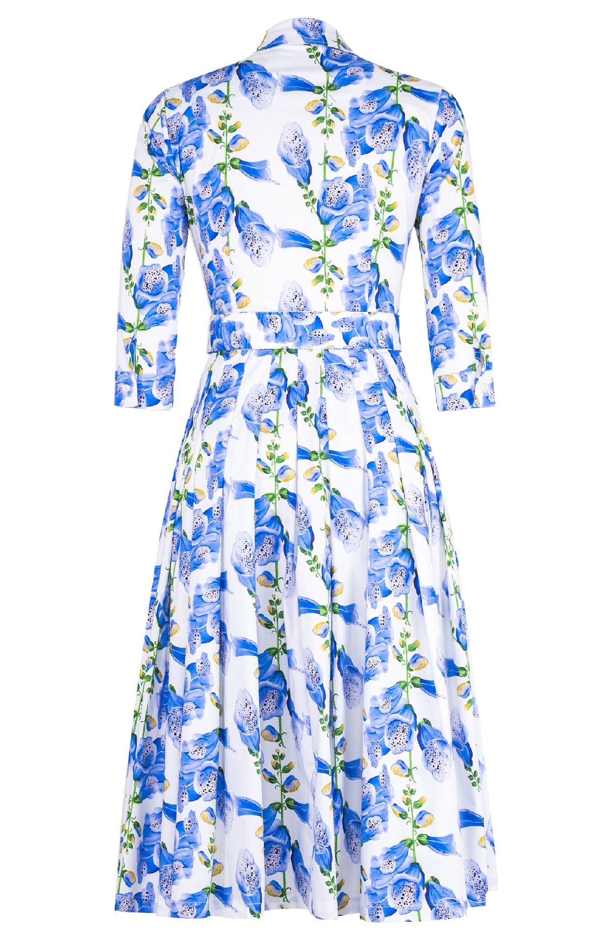 Audrey Dress #2 Shirt Collar 3/4 Sleeve Midi Length Cotton Stretch (Fo