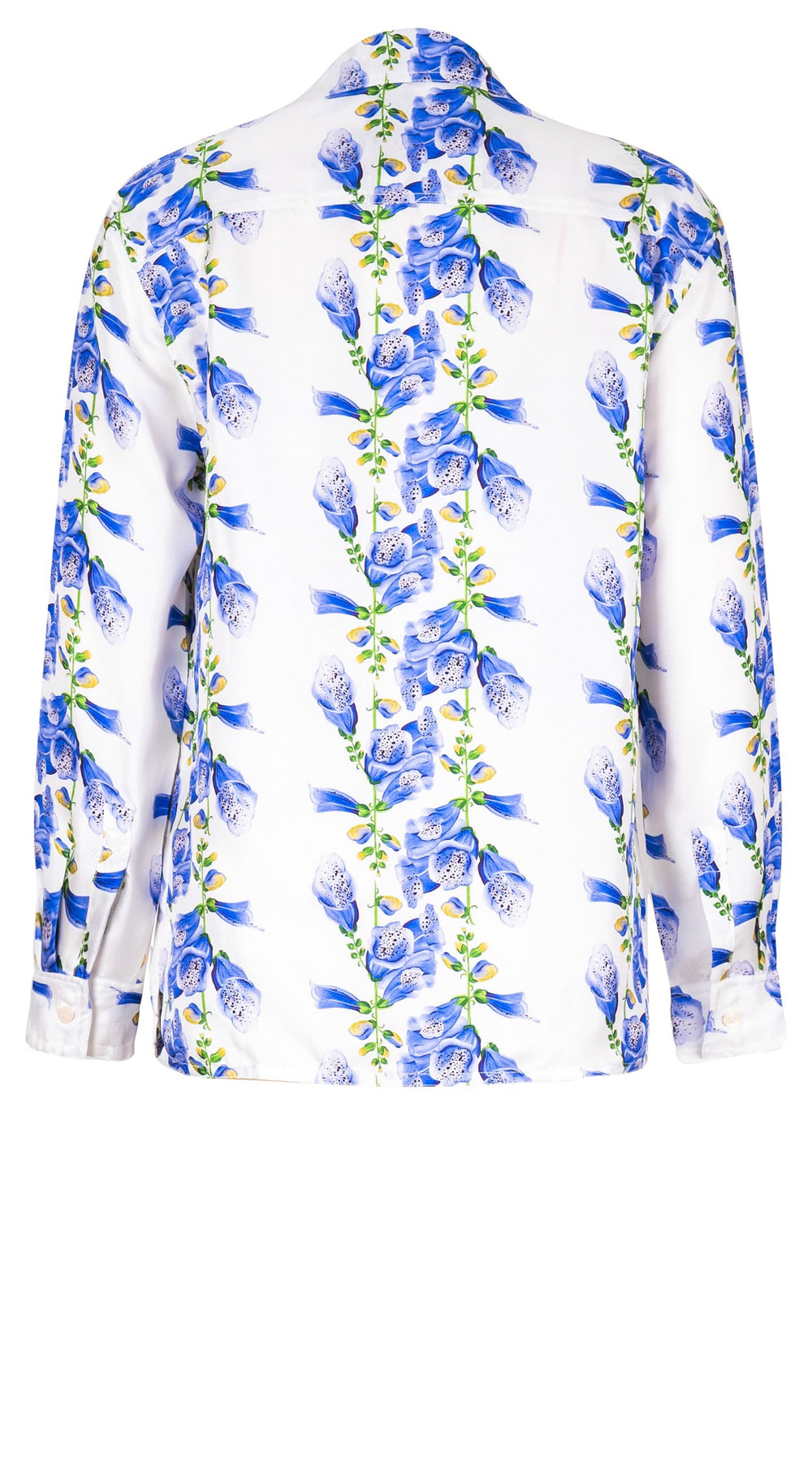 Pajama Shirt Silk Twill (Fox Glove Flower Small White)