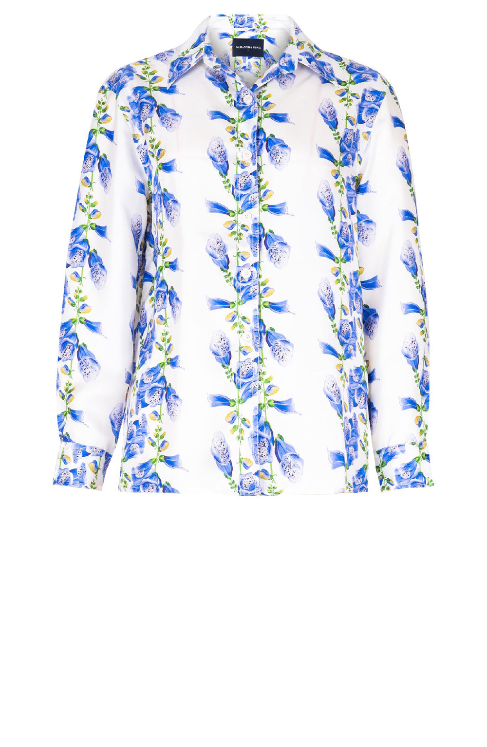 Pajama Shirt Silk Twill (Fox Glove Flower White)