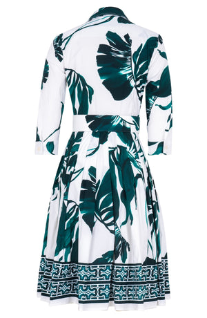 Audrey Dress #2 Shirt Collar 3/4 Sleeve Regular Length Cotton Stretch (Foxtail Palm)