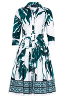 Audrey Dress #2 Shirt Collar 3/4 Sleeve Regular Length Cotton Stretch (Foxtail Palm)