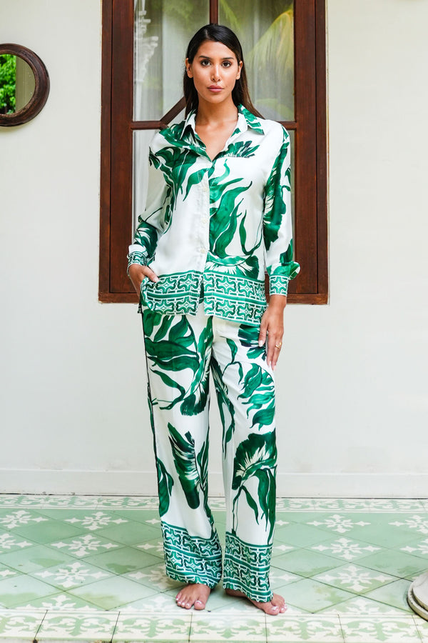 Sweetney Shirt 3/4 Sleeve & Sweetney Pants Silk Twill (Foxtail Palm)