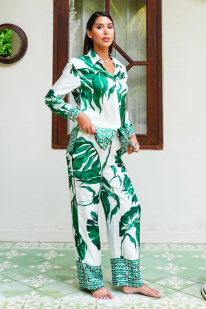 Sweetney Shirt 3/4 Sleeve & Sweetney Pants Silk Twill (Foxtail Palm)