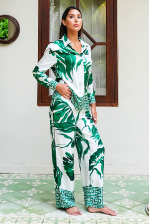 Sweetney Shirt 3/4 Sleeve & Sweetney Pants Silk Twill (Foxtail Palm)