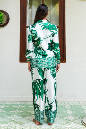 Sweetney Shirt 3/4 Sleeve & Sweetney Pants Silk Twill (Foxtail Palm)