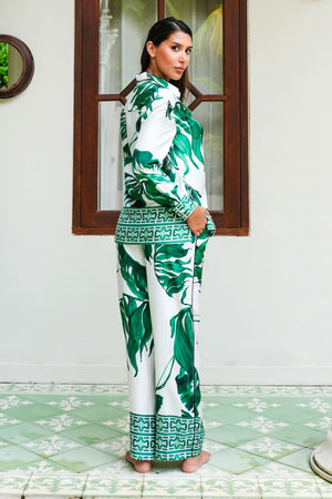 Sweetney Shirt 3/4 Sleeve & Sweetney Pants Silk Twill (Foxtail Palm)