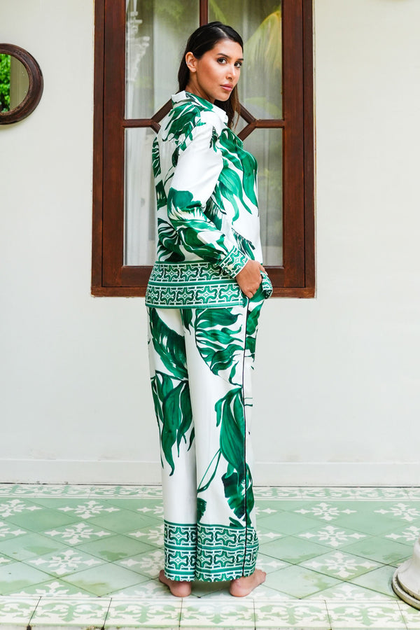 Sweetney Shirt 3/4 Sleeve & Sweetney Pants Silk Twill (Foxtail Palm)