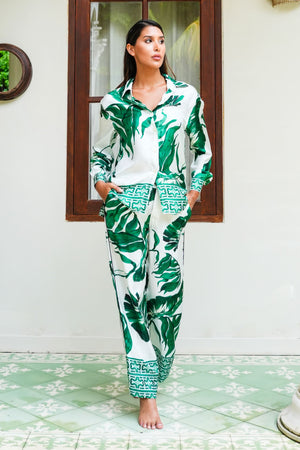 Sweetney Shirt 3/4 Sleeve & Sweetney Pants Silk Twill (Foxtail Palm)