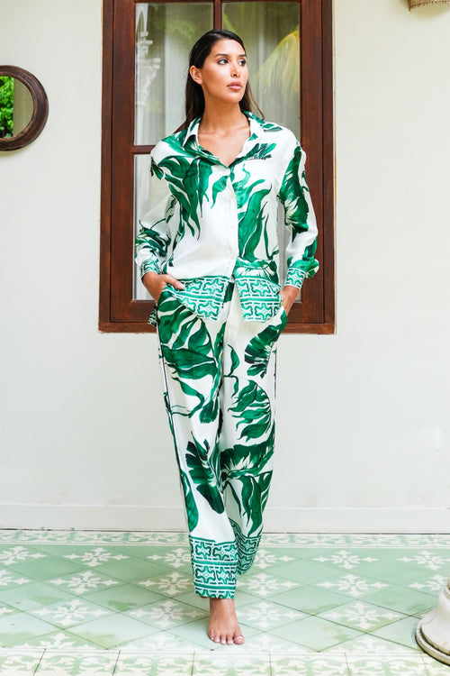 Sweetney Shirt 3/4 Sleeve & Sweetney Pants Silk Twill (Foxtail Palm)