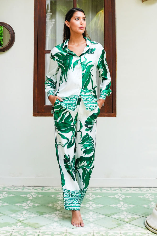 Sweetney Shirt 3/4 Sleeve & Sweetney Pants Silk Twill (Foxtail Palm)