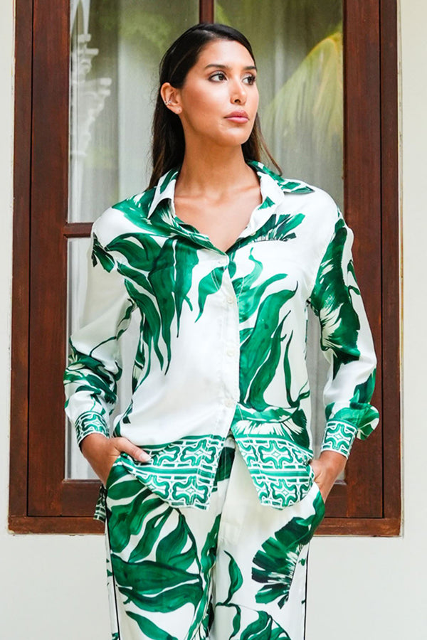 Sweetney Shirt 3/4 Sleeve & Sweetney Pants Silk Twill (Foxtail Palm)