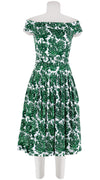 Florance Dress High Off Shoulder Band Sleeve Long Length Cotton Stretch (Fringing Coral New)