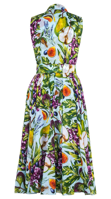 Aster Dress Shirt Collar Sleeveless Midi Length Cotton Musola (Fruit Farm)