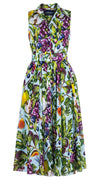 Aster Dress Shirt Collar Sleeveless Midi Length Cotton Musola (Fruit Farm)