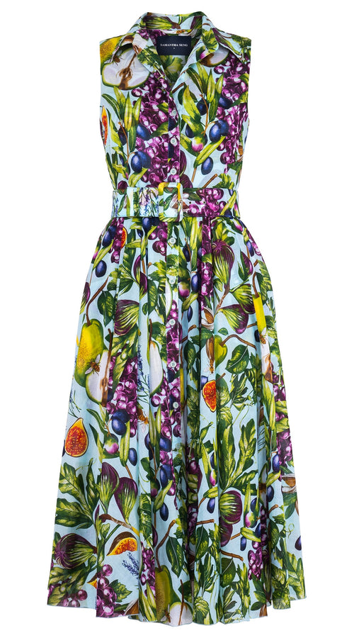 Aster Dress Shirt Collar Sleeveless Midi Length Cotton Musola (Fruit Farm)