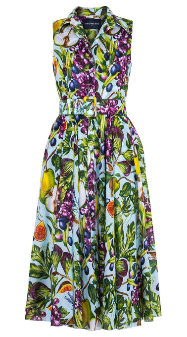 Aster Dress Shirt Collar Sleeveless Midi Length Cotton Musola (Fruit Farm)
