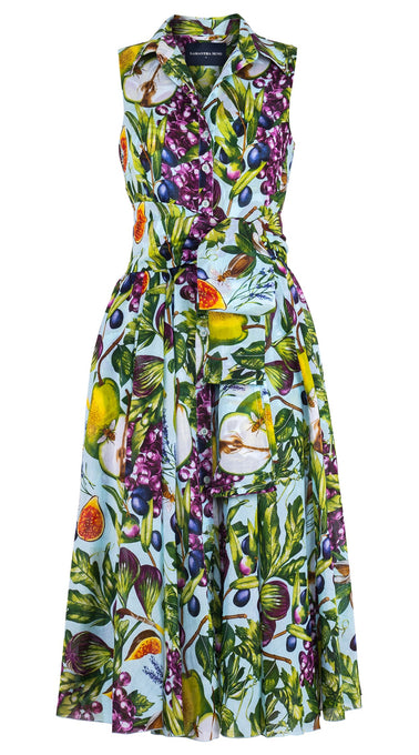 Aster Dress Shirt Collar Sleeveless Midi Length Cotton Musola (Fruit Farm)