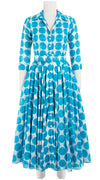Aster Dress Shirt Collar 3/4 Sleeve Midi Length Cotton Musola (Fuzzy Dots Small)