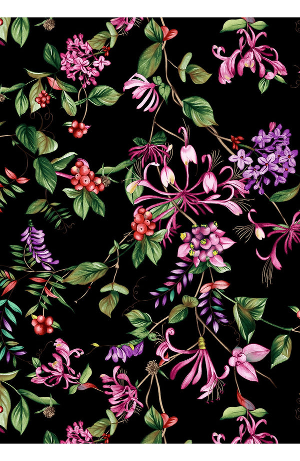 Aster Dress Shirt Collar 3/4 Sleeve Midi Length Cotton Musola (Gallerie Summer Bouquet)