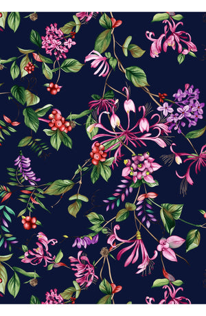 Aster Dress Shirt Collar 3/4 Sleeve Midi Length Cotton Musola (Gallerie Summer Bouquet)