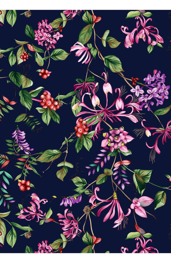 Aster Dress Shirt Collar 3/4 Sleeve Midi Length Cotton Musola (Gallerie Summer Bouquet)