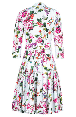 Audrey Dress #2 Shirt Collar 3/4 Sleeve Regular Length Cotton Stretch (Gallerie Summer Bouquet)