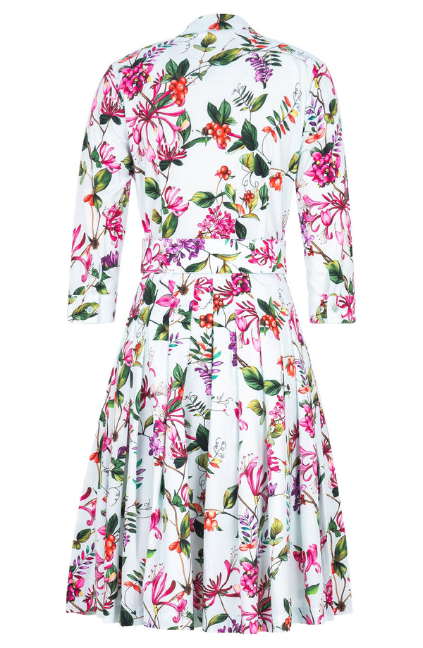 Audrey Dress #2 Shirt Collar 3/4 Sleeve Regular Length Cotton Stretch (Gallerie Summer Bouquet)