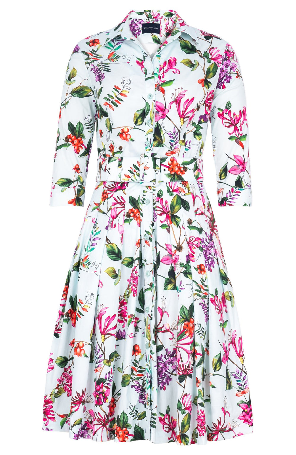Audrey Dress #2 Shirt Collar 3/4 Sleeve Regular Length Cotton Stretch (Gallerie Summer Bouquet)