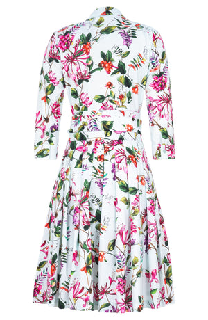 Audrey Dress #2 Shirt Collar 3/4 Sleeve Regular Length Cotton Stretch (Gallerie Summer Bouquet)