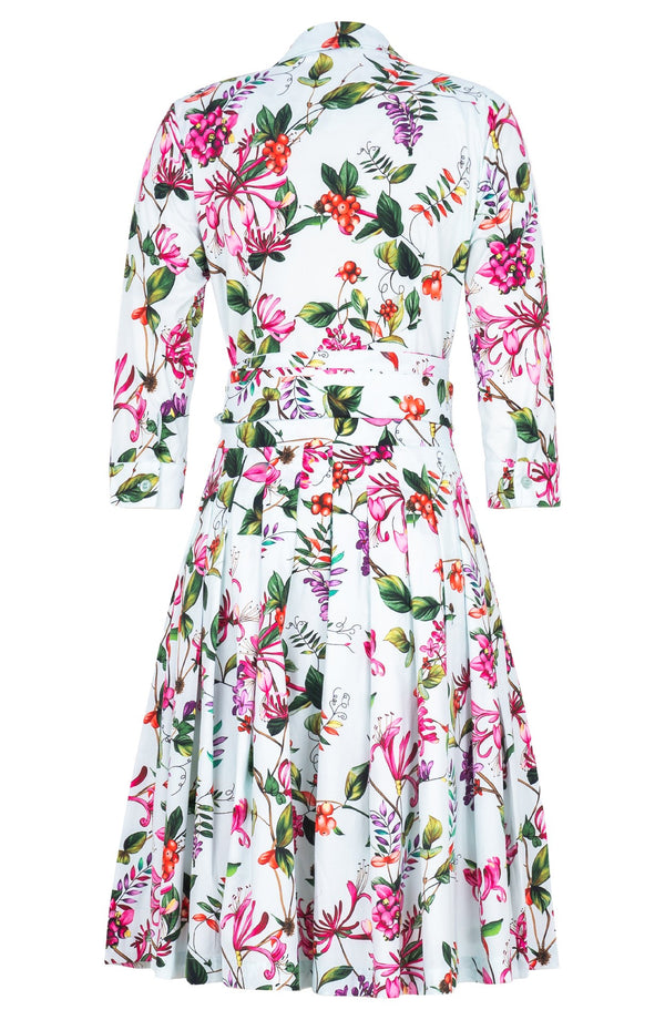 Audrey Dress #2 Shirt Collar 3/4 Sleeve Regular Length Cotton Stretch (Gallerie Summer Bouquet)