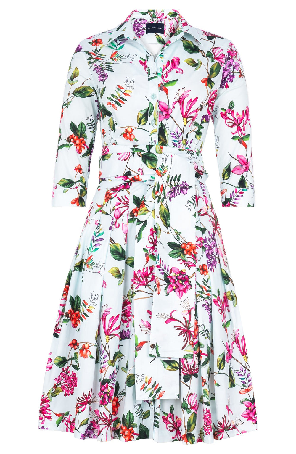Audrey Dress #2 Shirt Collar 3/4 Sleeve Regular Length Cotton Stretch (Gallerie Summer Bouquet)
