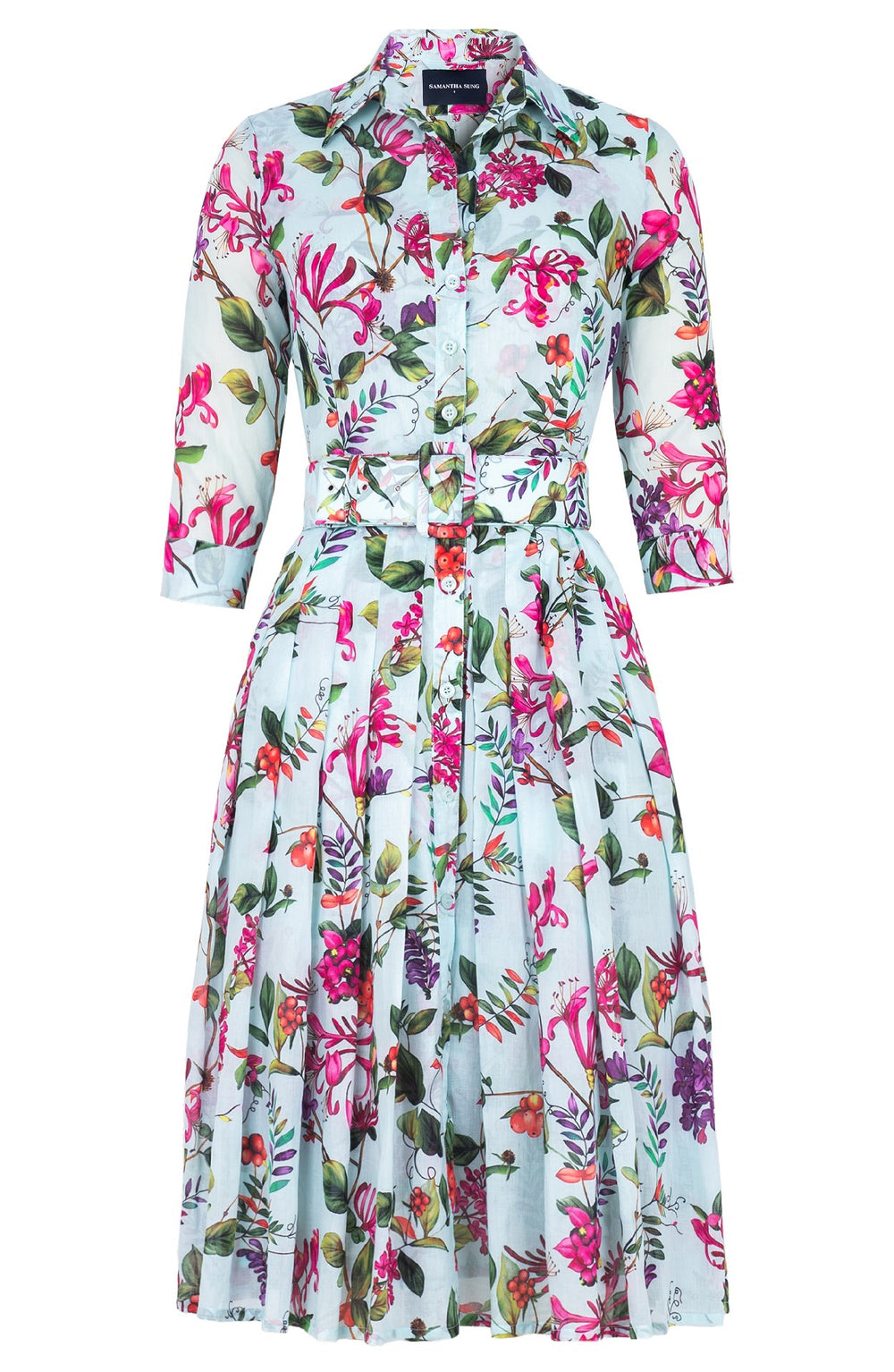 Audrey Dress #4 Shirt Collar 3/4 Sleeve Long Length Musola (Gallerie Summer Bouquet)