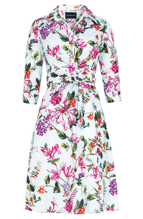 Olivia Dress Shirt Collar 3/4 Sleeve Regular Length Cotton Stretch (Gallerie Summer Bouquet)