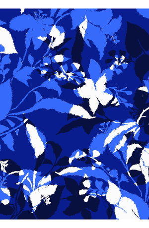 Abelia Dress U Neck Sleeveless Midi Length Cotton Stretch (Genova Mono Flower White)