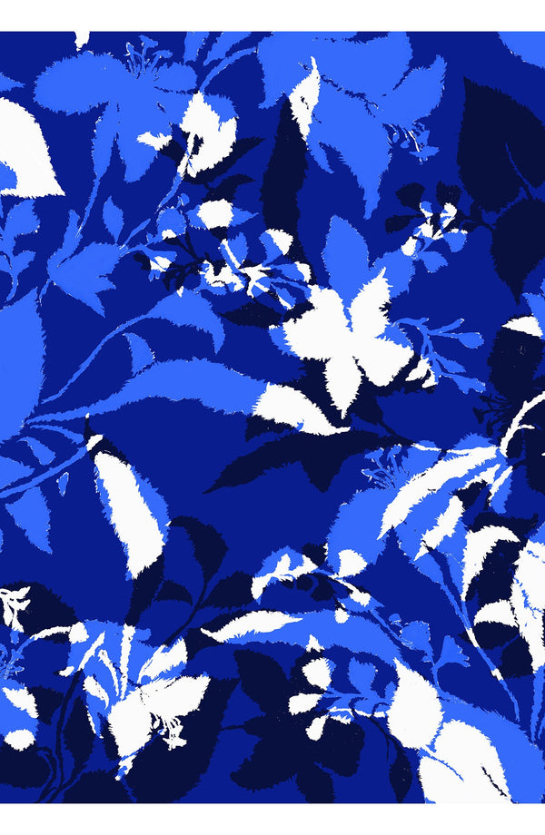 Abelia Dress U Neck Sleeveless Midi Length Cotton Stretch (Genova Mono Flower White)