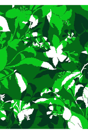 Audrey Dress #2 Shirt Collar 3/4 Sleeve Midi Length Cotton Stretch (Genova Mono Flower White)