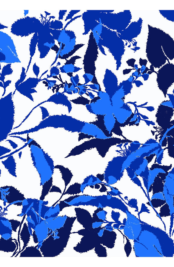 Audrey Dress #2 Shirt Collar 3/4 Sleeve Midi Length Cotton Stretch (Genova Mono Flower White)