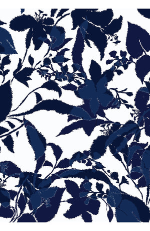 Abelia Dress U Neck Sleeveless Midi Length Cotton Stretch (Genova Mono Flower White)