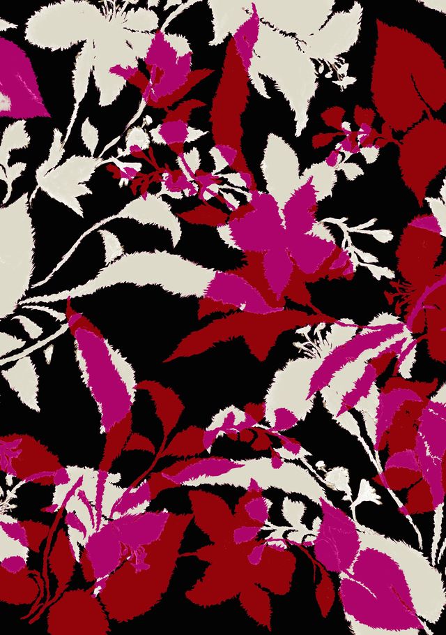 Audrey Dress #1 Shirt Collar 3/4 Sleeve Long Length Cotton Stretch (Genova Mono Flower Dark)