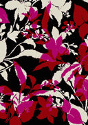 Audrey Dress #1 Shirt Collar 3/4 Sleeve Long Length Cotton Stretch (Genova Mono Flower Dark)