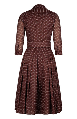 Audrey Dress #4 Shirt Collar 3/4 Sleeve Long Length Cotton Musola (Gentlemans Dot)