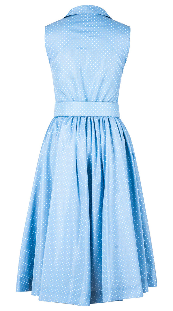 Terry Dress Shirt Collar Sleeveless Midi Length Silk Taffta (Gentlemans Dot)