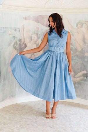 Terry Dress Shirt Collar Sleeveless Midi Length Poliamide Taffta (Gentlemans Dot)