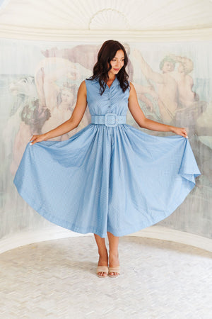 Terry Dress Shirt Collar Sleeveless Midi Length Poliamide Taffta (Gentlemans Dot)