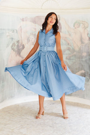 Terry Dress Shirt Collar Sleeveless Midi Length Poliamide Taffta (Gentlemans Dot)