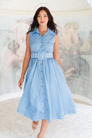 Terry Dress Shirt Collar Sleeveless Midi Length Poliamide Taffta (Gentlemans Dot)